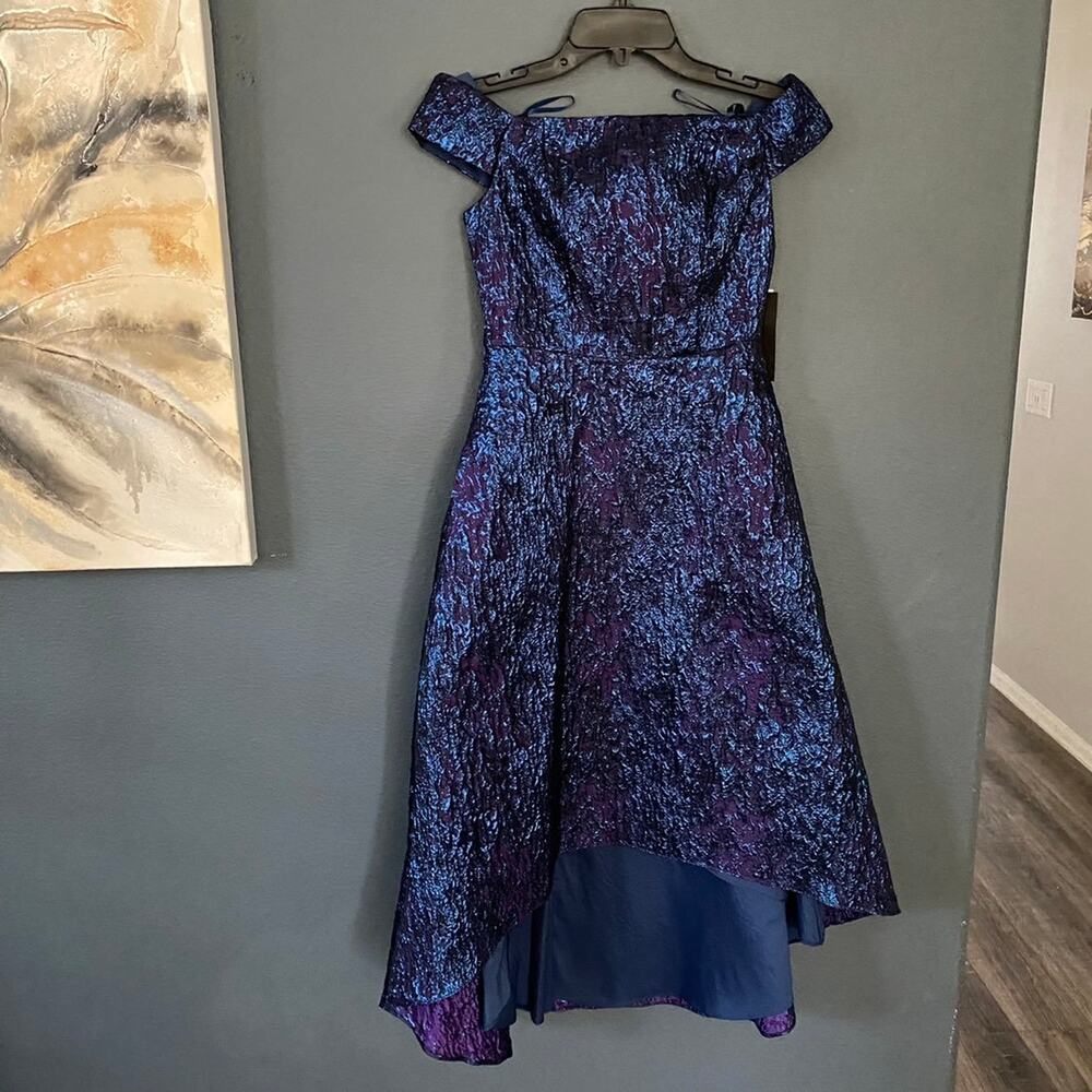 Aidan maddox royal purple metalic jaquard dress 80s size 0
